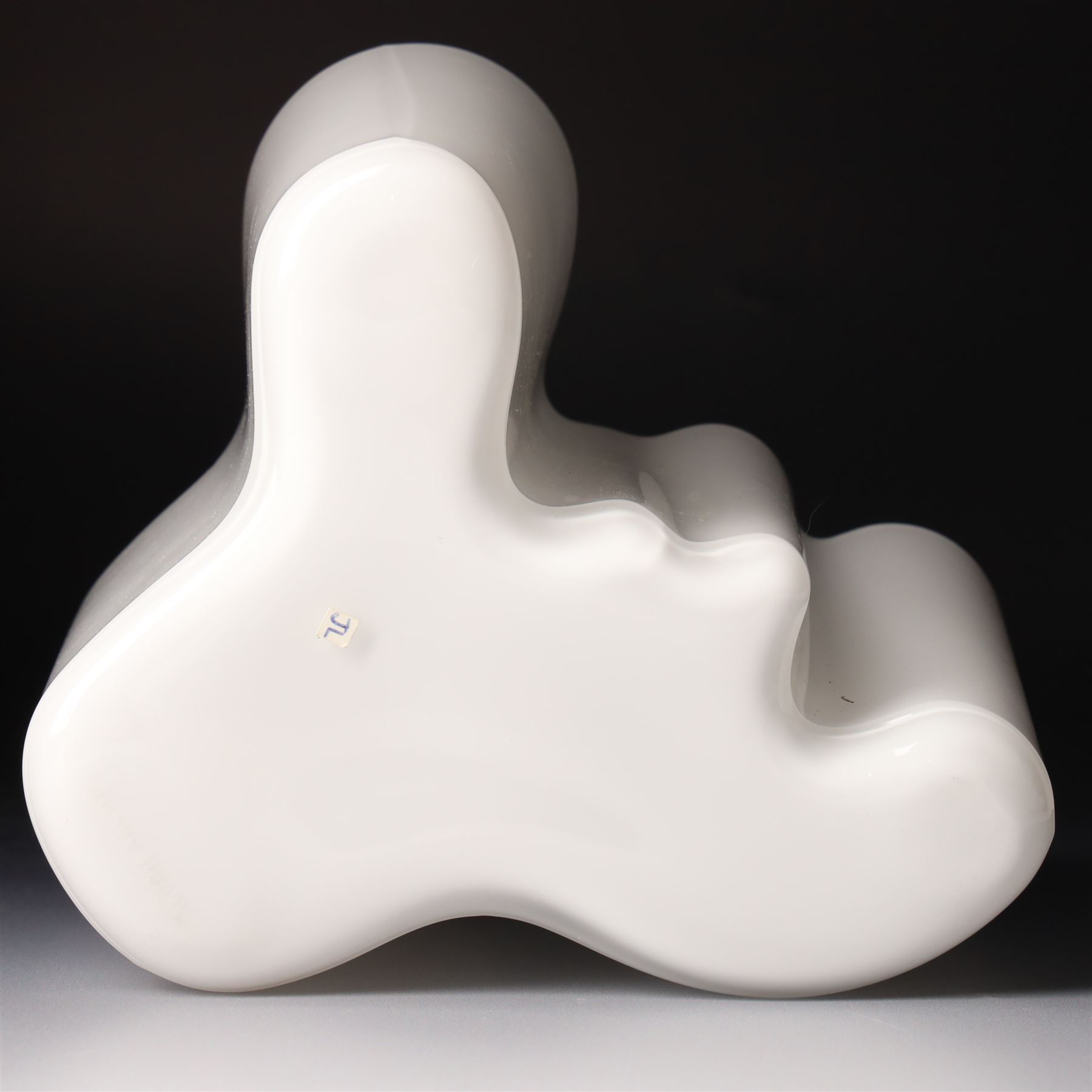 Alvar Aalto (Finnish 1898-1976) for Iittala: Set of three white glass vases, marked Alvar Aalto to base, largest H16cm (3)