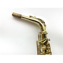 Trevor J. James & Co. 'The Horn' brass alto saxophone, serial no.T04498, H68cm in fitted carrying case