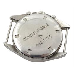 CWC British military Royal Navy 17 jewels chronograph wristwatch dated 1975, Valjoux cal. 7733, screw back case issue markings 0552/924-3306 ^ 4650/75, on original fabric strap