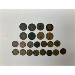 Great British and World coins including part filled Whitman folders, pre-decimal pennies, commemorative crowns, brass threepence pieces, small number of banknotes, etc