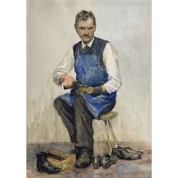 Attrib. Albert George Stevens (Staithes Group 1863-1925): The Cobbler, watercolour and gouache unsigned 55cm x 39cm