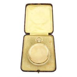 Early 20th century 9ct gold full hunter keyless lever pocket watch, white enamel dial with Roman numeral hour markers and subsidiary seconds dial, case by Aaron Lufkin Dennison, Birmingham 1927