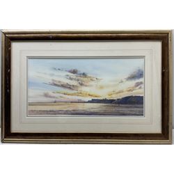 John Freeman (British 1942-): ‘Dawn - Whitby’, watercolour signed titled and dated ‘15, 25cm x 50cm