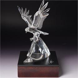 Swarovski, The Eagle, modelled as an eagle in flight upon a wooden base, limited edition 7...