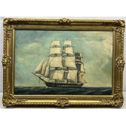J Terry Culpan (British 20th century): French Frigate 'La Belle Poule 1834', oil on canvas signed and dated '70, titled verso 50cm x 75cm