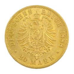 Germany 1888 gold twenty mark coin