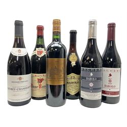 Mixed red wines, to include Bouchard Pere & Fils, 2016, Gevrey Chambertin, Chateau D'issan, 2010, Margaux, Ascheri, 2015, Barolo, etc, various contents and proofs (6)