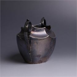 Late Victorian silver twin handled open sucrier, of hexagonal form with acanthus capped handles, hallmarked James Deakin & Sons, Sheffield 1900