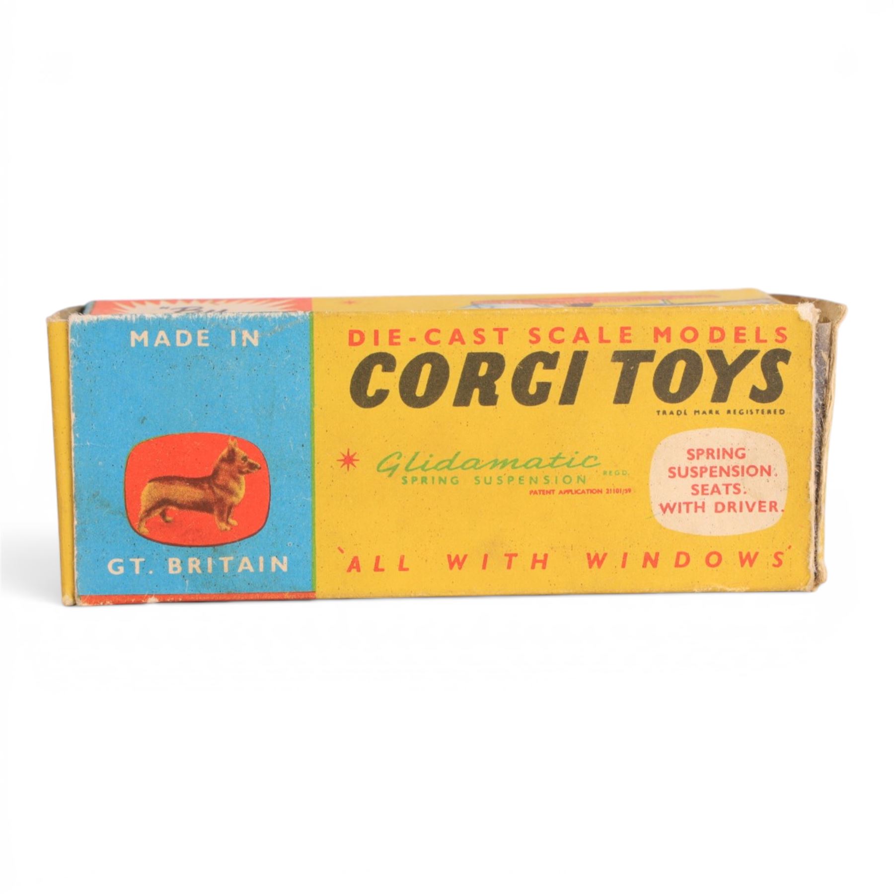 Corgi Toys Ford Thunderbird Bermuda Taxi no. 430, white body with yellow lettering with red and green plastic canopy, boxed