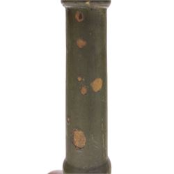 18th century primitive circular occasional table, single plank top with visible join, raised on turned column and splayed tripod base with shaped feet