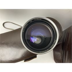 Four Zeiss Ikon camera bodies, to include, Contaflex Super B camera body, serial no. B31591, with 'Carl Zeiss Tessar 2.8/50 lens, serial no.3425553, Contaflex Super BC camera body, serial no. P81728, with 'Carl Zeiss Tessar 2.8/50' lens, serial no 4822280, etc, together with three cased lenses; 'Carl Zeiss Pro-Tessar 1:4 f=115mm' lens, serial no 3734740, 'Carl Zeiss Pr-Tessar 1:3.2 f=85mm' lens, serial no. 3647764 and 'Carl Zeiss Pr-Tessar 1:3.2 f=35mm' lens, and other Zeiss Ikon equipment 