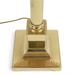 Pair of Corinthian column table lamps, upon stepped square bases, H78cm