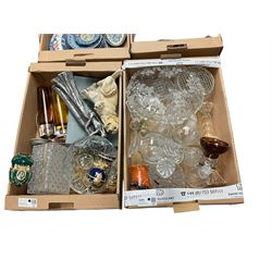 Thomas Webb ship decanter, together with other glassware and collectables 