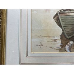 W Gozzard (British 20th Century): Fisherfolk, watercolour signed 24cm x 49cm 