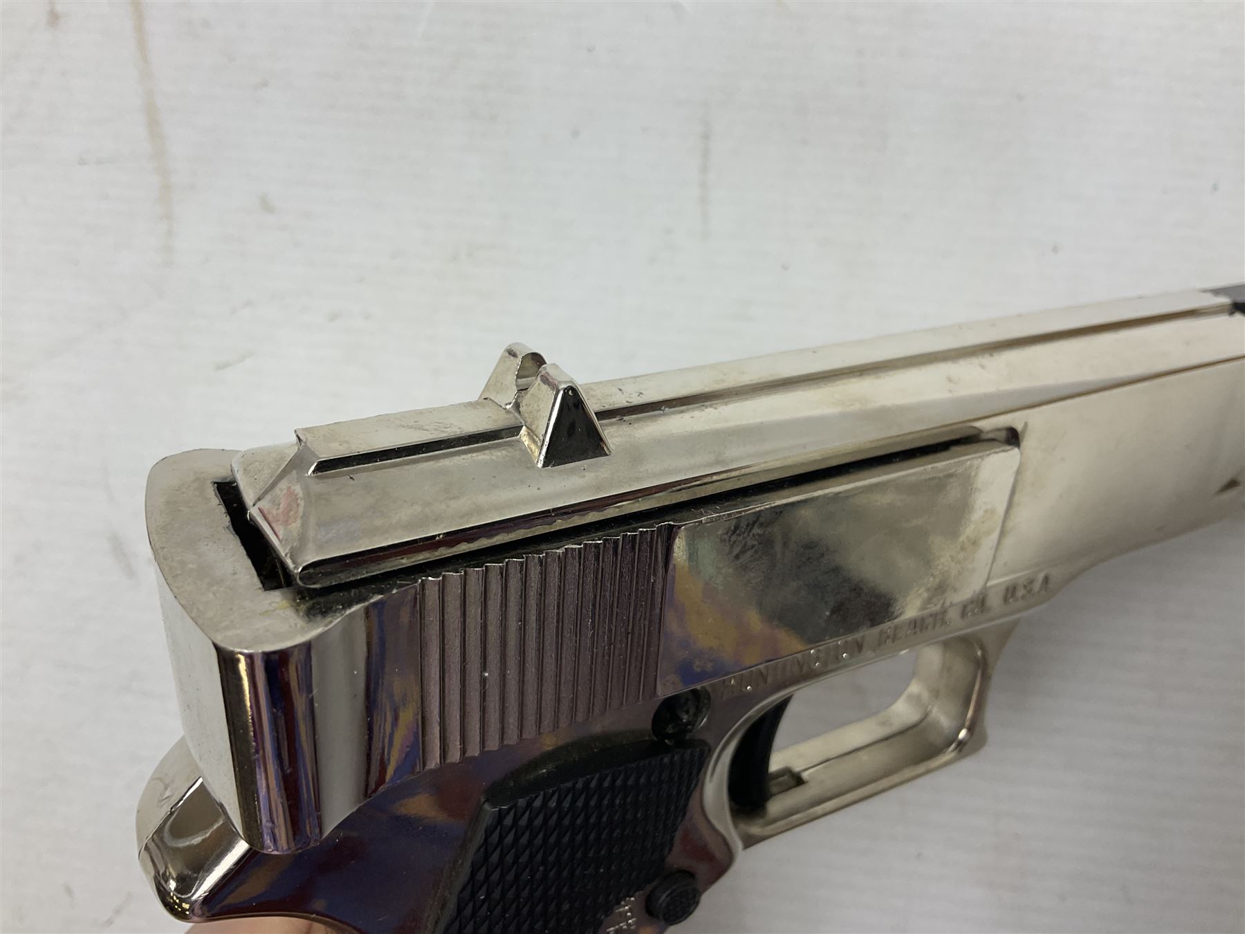 G-10 .177 20-shot BB Repeater air pistol with deluxe nickel plated finish; boxed with instructions