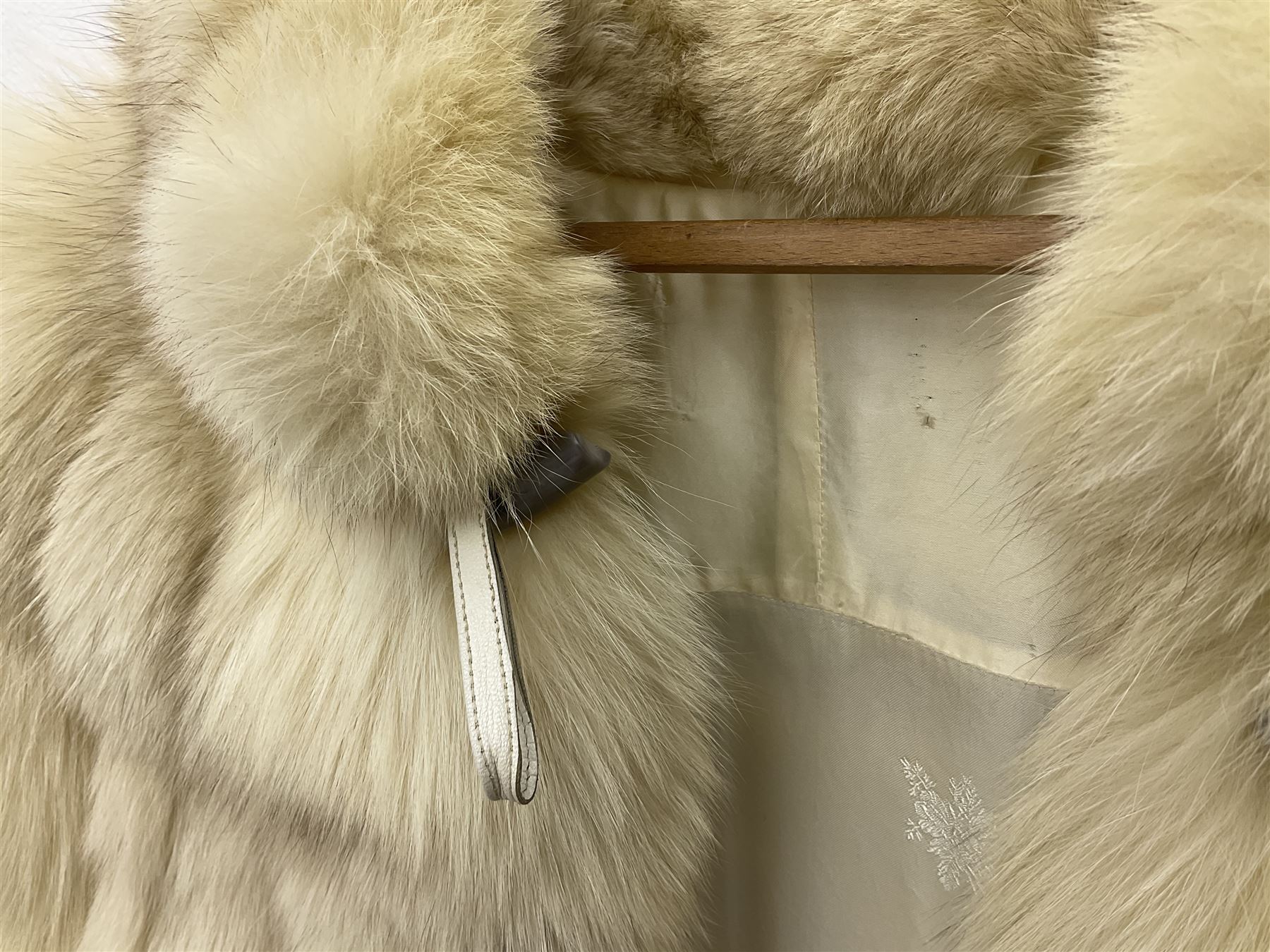 White Arctic Fox fur coat with loop fasteners 