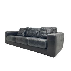 David Paine - 'Tennyson' three seat sofa, upholstered in soft black leather