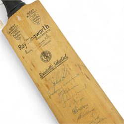 Ray Illingworth Testimonial Gray-Nicolls cricket bat, signed by New Zealand and England 1973 teams, and by players of Yorkshire, Gloucester, Sussex, and Worcester