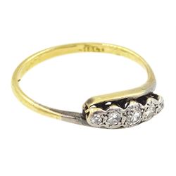 18ct gold illusion set, five stone diamond ring, stamped