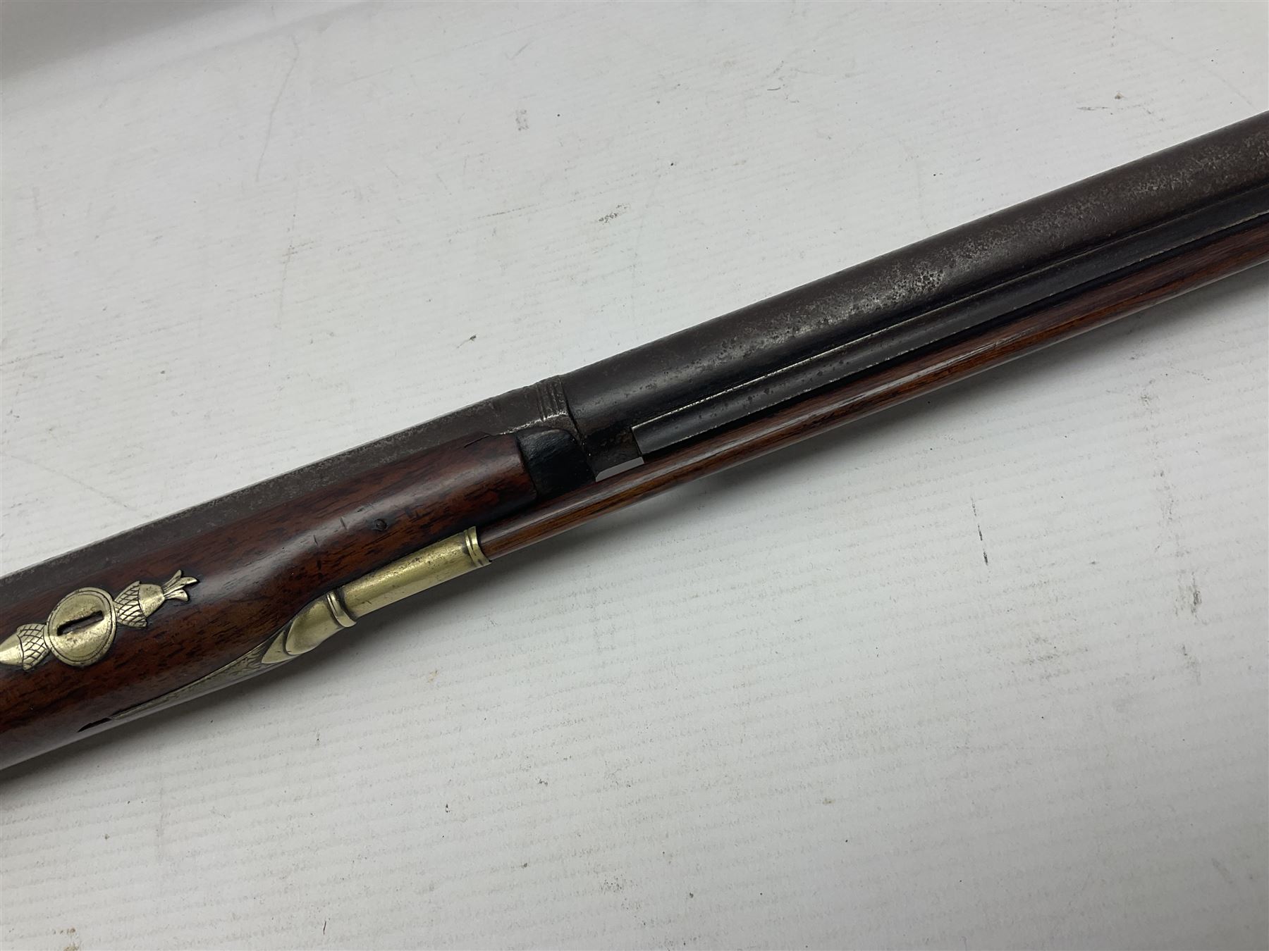 Early 19th century 20-bore flintlock converted to percussion fowling piece by Fisher, the 96.5cm(38