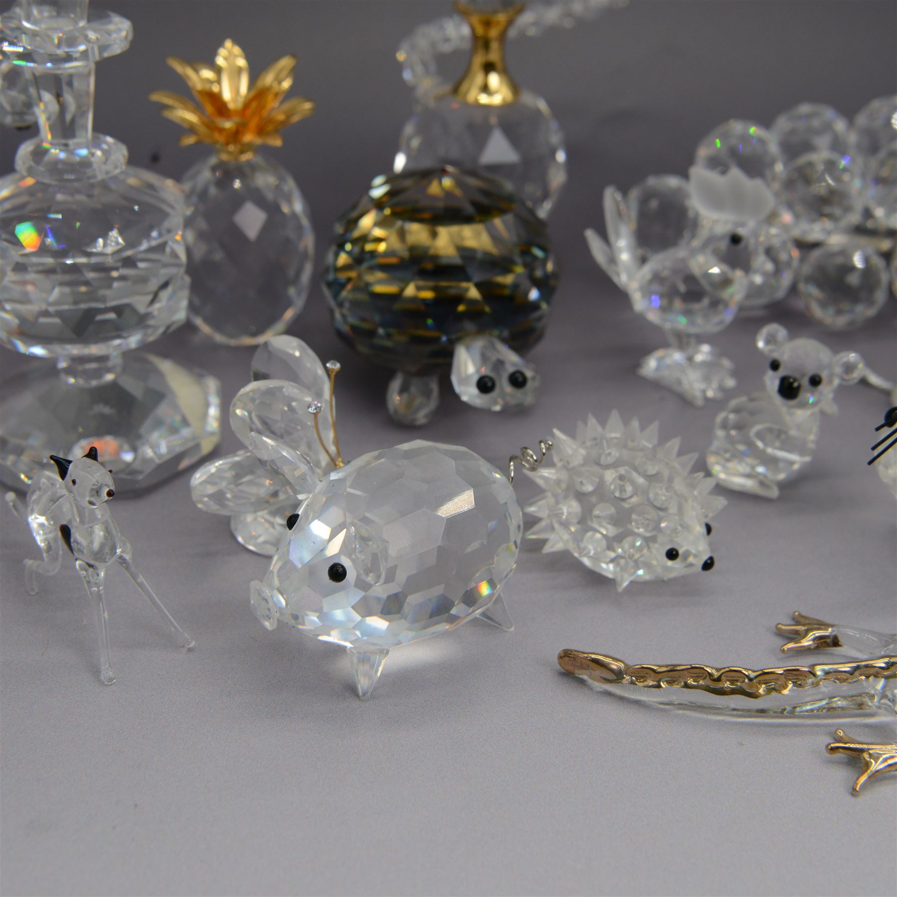 Collection of  Swarovski and similar figures, including Seal, Cockerel, Koala, Turtle etc 