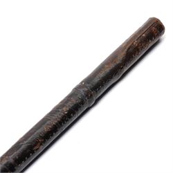 Early 20th century leather covered swagger sword stick, blade length 27cm, overall length 44cm