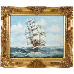 John Ambrose (Cornish 1931-2010): Ships in Full Sail, pair of oils on board signed 49cm x 39cm (2)