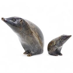Michael Storey (British 1948-); Hedgehog and Hoglet, two bronzes, signed, tallest H11cm (2)
