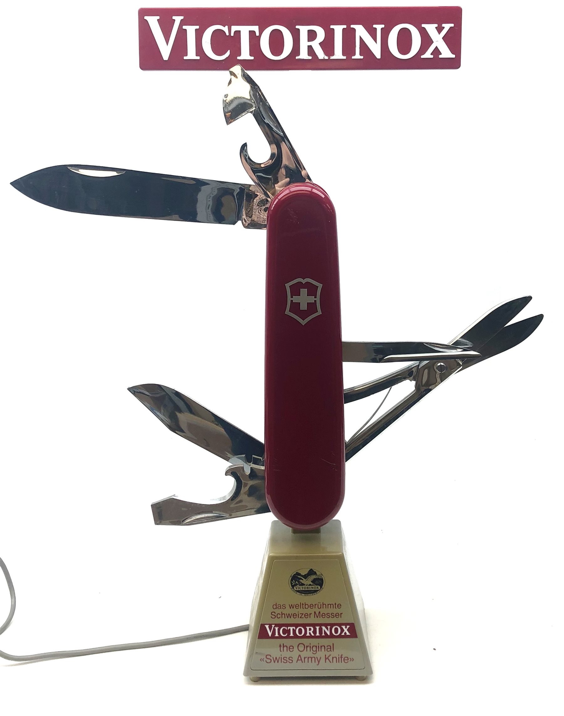Victorinox shop display model Swiss army Knife, the blades electrically powered to open and shut