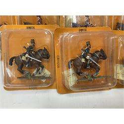 Nineteen Del Prado metal soldiers and one Cannon Barrel from periodical issues for Battle of Blenheim, Crimea, American Civil War etc; all in unopened blister packs, some duplicates