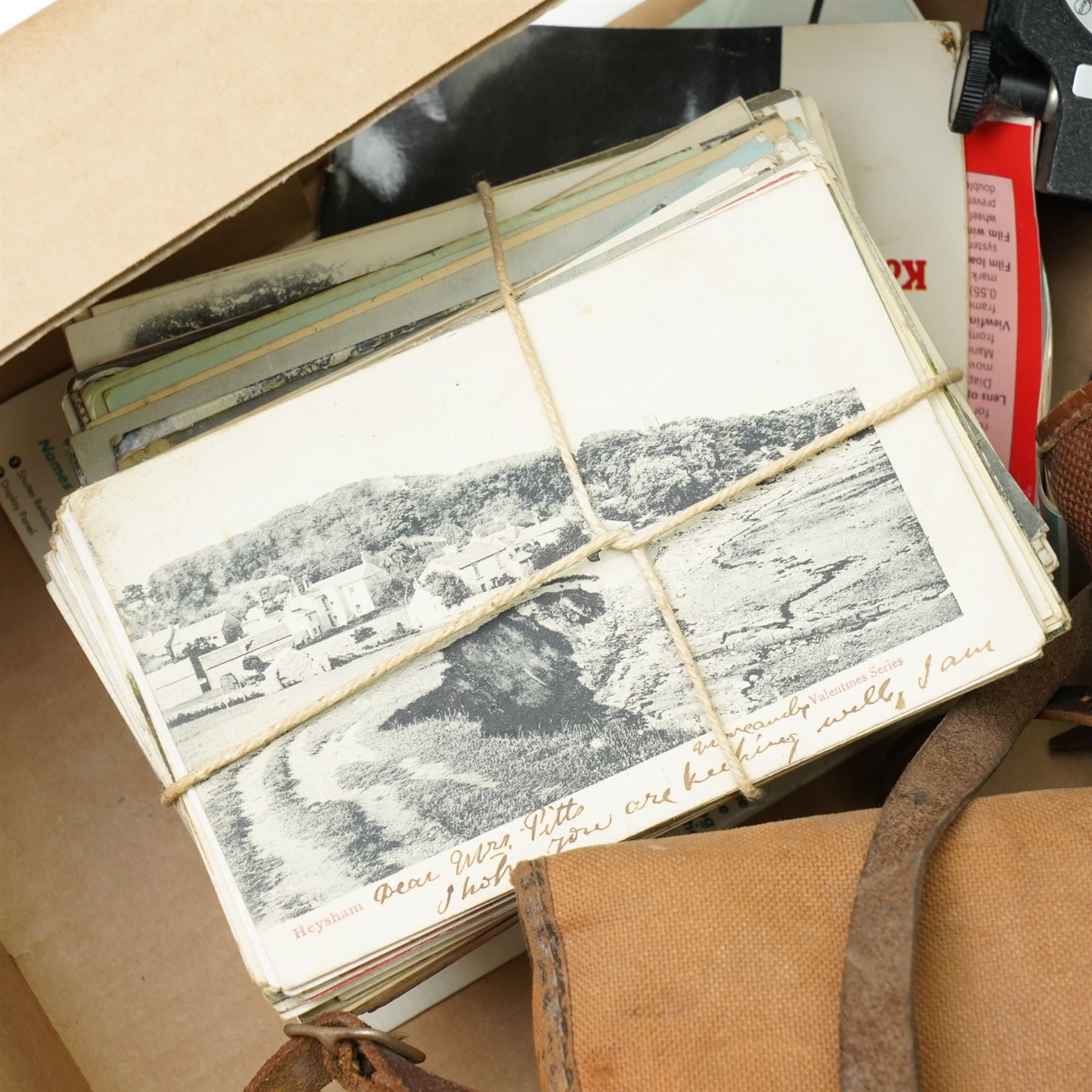  Collection of vintage cameras, binoculars and postcards