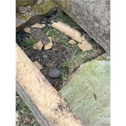 Large 18th century hewn stone trough, the body unbroken but lacking base. H52cm, L170cm, D83cm.  - COLLECTION BY APPOINTMENT FROM: The White House, Thirsk Road, Easingwold, York, YO61 3NF - CALL 01723 507111 TO ARRANGE
