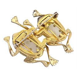 Coro Duette silver-gilt jelly belly frog brooch / detachable clips, stamped sterling