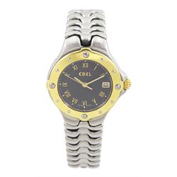 Ebel Sportwave ladies stainless steel quartz wristwatch, Ref. E6087621, grey / brown dial ...