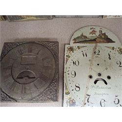 Approximately twenty-two longcase and wall clock dials, 18th century and later, included painted and brass examples