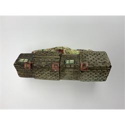 Leeds Pottery pastille burner modelled as two terrace cottages, with impressed mark beneath, H12cm L19cm