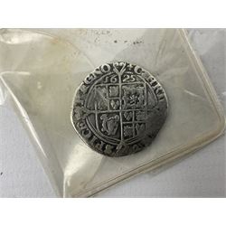 Charles I 1625 hammered silver sixpence, Queen Victoria 1894 crown coin and a cased hallmarked silver medal for the Hull photographic society, engraved '1940' 'Leonard Vokes', all housed in a red Pobjoy Mint coin box