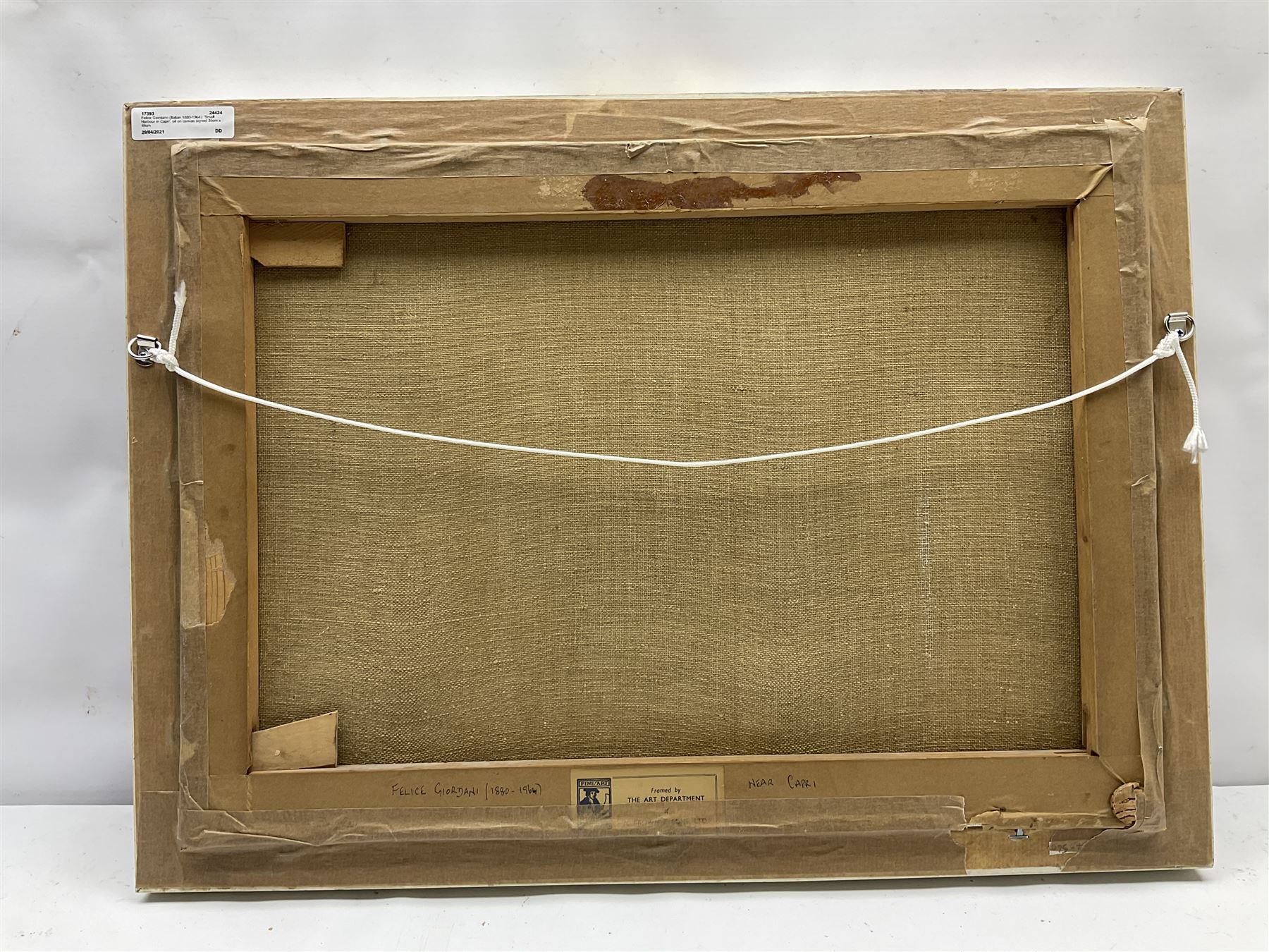 Felice Giordano (Italian 1880-1964): 'Small Harbour in Capri', oil on canvas signed 35cm x 49cm