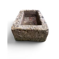 19th century weathered stone planter of rectangular form 