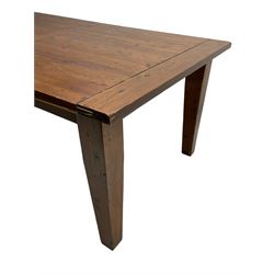 Hardwood dining table, rectangular extending top with fold-out leaf, on square tapering supports