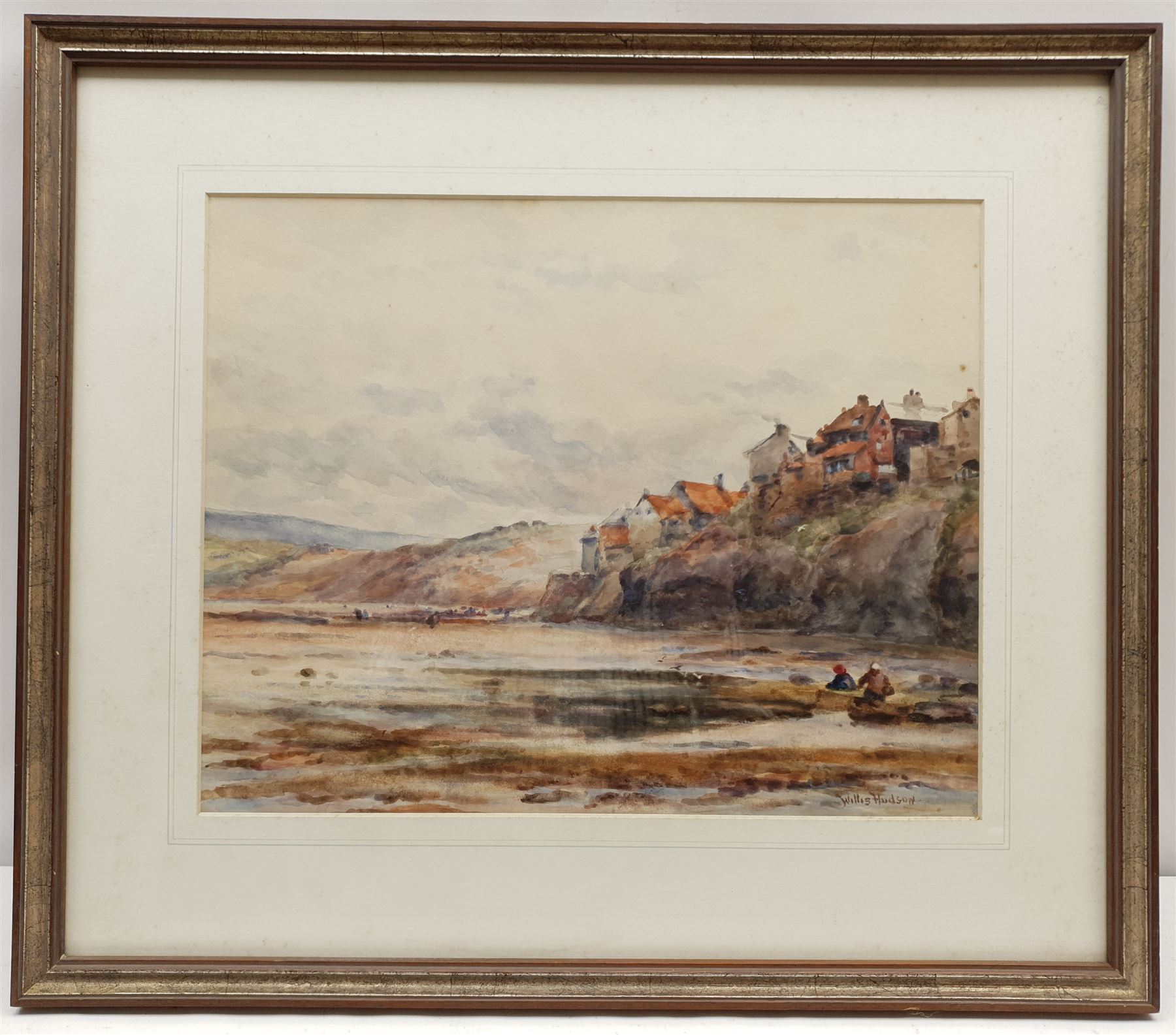 Willis Richard Edwin Hudson (British 1862-1936): Robin Hood's Bay, watercolour signed 29cm x 37cm; AW Russell (British early 20th century): 'On the Yorkshire Coast', watercolour signed and titled 25cm x 48cm (2)