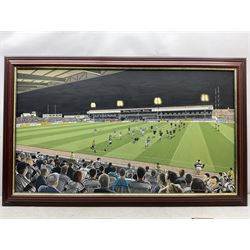 Peter Watson (British 1946-): 'Farewell to the Boulevard 1895-2002', oil on canvas signed and dated 2002, 65cm x 115cm; together with a colour print of the same picture 35cm x 50cm (2) 
Notes: this picture shows Hull FC v Bradford Bulls in the last Super League game at the Boulevard on Friday 20th September 2002, kick off at 8pm. The score was Hull FC 18 Bradford Bulls 32.