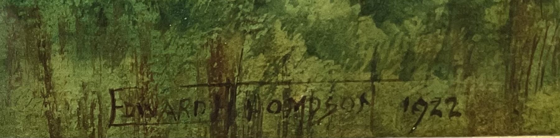 Edward H Thompson (British 1879-1949) 'June - Derwentwater and Causey Pike from Broomhill Point, watercolour signed and dated 1922, titled on artist's studio label verso 20cm x 30cm