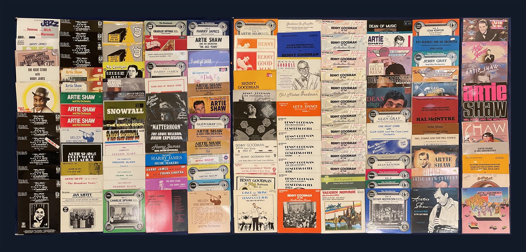 Mostly Jazz vinyl records including 'The Golden Trumpet of Harry James', 'Spot Light on Harry James and his Music Makers', 'The Real Birth Of The Cool Claude Thornhill Orchestra Featuring Gil Evans Arrangements' etc  approximately 120 