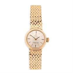 Omega Ladymatic 9ct gold automatic wristwatch, Cal. 661, silvered dial with baton hour mar...