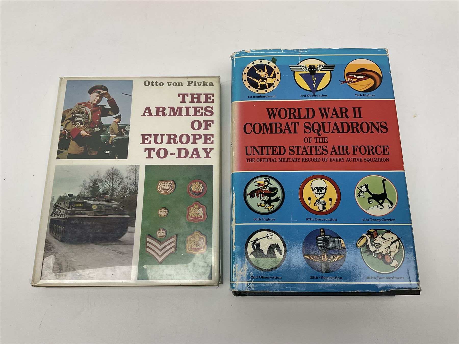 Four reference books of US Military interest comprising Basic Training US Army Training Center Infantry Fort Jackson, South Carolina; two books on the 43rd Infantry Division; and WW2 Combat Squadrons of the USAF; and three other books including German Army & Navy Uniforms and Insignia 1871-1918 (7)