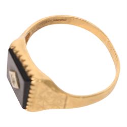 9ct gold black onyx signet ring, hallmarked