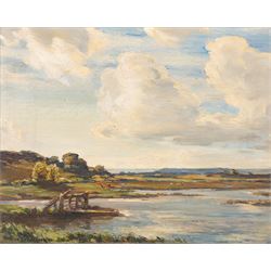 Arthur A Friedenson (Staithes Group 1872-1955): Summer on the Isle of Purbeck, oil on boar...