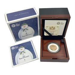 The Royal Mint United Kingdom 2019 'The Snowman' gold proof fifty pence coin, cased with certificate