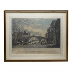 Henry Cave (British 1779-1836): 'Old Bridge and St William's Chapel York, from Sketches made previous to the demolition of the Chapel in Aug 1809', early 19th century etching with hand-colouring pub. 1820, 47cm x 65cm